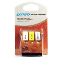 Dymo (12mm) LetraTag Tape (Assorted Colours) - 1 x Pack of 3 Tapes for Dymo LetraTag LT-100H Label Maker