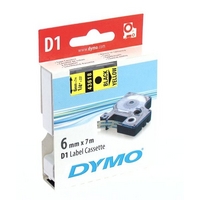 Dymo D1 6mm Black on Yellow Gloss Tape