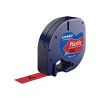 DYMO LetraTAG Plastic Tape 1 Roll - Black on Red