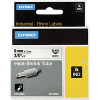 dymo s0718280 18053 heat shrink tubing 9mm x 15m black on white