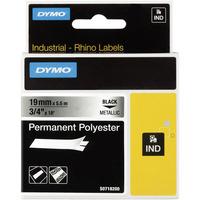 dymo s0718200 rhino polyester tape 19mm x 55m black on metal