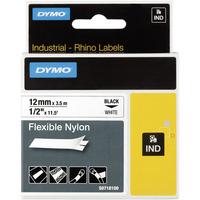 DYMO S0718100 Rhino Flexible Nylon Tape 12mm x 3.5m Black on White