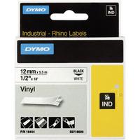 DYMO S0718600 / 18444 Rhino Vinyl Tape ID1 12mm x 5.5m Black on White