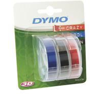 DYMO S0847750 Embossing Tape 9mm x 3m Blue, Black & Red Set of 3