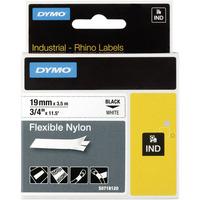 dymo s0718120 rhino flexible nylon tape 19mm x 35m black on white
