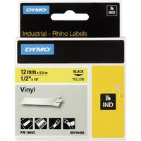 dymo s0718450 18432 rhino vinyl tape id1 12mm x 55m black on yellow