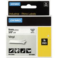 DYMO S0718580 / 18443 Rhino Vinyl Tape ID1 9mm x 5.5m Black on White
