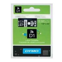 Dymo D1 (12mm) Gloss Tape (White on Black) for Dymo LabelPoint/Label Manager Labelmakers