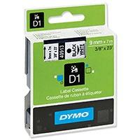 Dymo Black on White (9mm x 7m) D1 Standard Tape