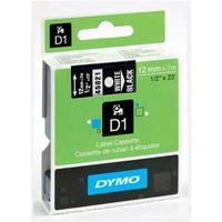 Dymo D1 Standard 12mm Label Tape White on Black for Dymo Pocket