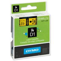 dymo d1 tape 12mm x7m black on yellow