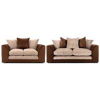 Dylan 3 and 2 Seater Suite Chenille Beige & Buffalo Chocolate