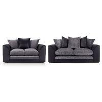 Dylan 3 and 2 Seater Suite Chenille Grey & Buffalo Black