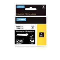 Dymo 1805442 Rhino Industrial Polyester Labels, Self-Adhesive, 6 mm x 5.5 m - Black on White
