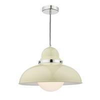 DYN8633 Dynamo Large Pendant Light In Cream With White Glass Globe
