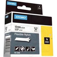 DYMO S0718100 Rhino Flexible Nylon Tape 12mm x 3.5m Black on White.