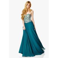 Dynasty London Emma Embellished Strapless Dress in Emerald Green