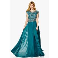 Dynasty London Giselle Embellished Cap Sleeve Maxi Dress in Emerald