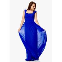 dynasty london amy pleat detail embellished maxi dress in blue