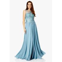 Dynasty London Leia Lace Embroidered Maxi Dress in Smokey Blue