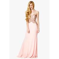 Dynasty London Jade Strapless Embellished Maxi Dress in Pink
