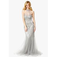 dynasty london frederica halterneck embellished maxi dress in silver