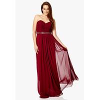 Dynasty London Matilda Strapless Maxi Dress in Burgundy