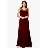 Dynasty London Janina Embellished Maxi Dress in Burgundy