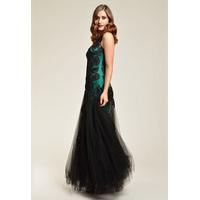 dynasty ada emerald and black evening dress