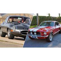E-Type Jaguar versus Classic Mustang Driving