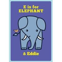 e is for elephant personalised card