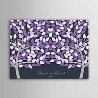 E-HOME Personalized Signature Canvas invisible Frame Print -Purple Two Big Trees