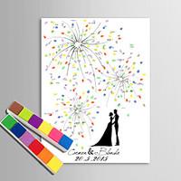 E-HOME Personalized Fingerprint Painting Canvas Prints - Under The Fireworks Hand Drawing (Includes 12 Ink Colors)