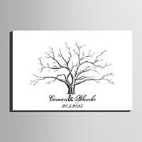 E-HOME Personalized Fingerprint Painting Canvas Prints - Pink Tree (Includes 12 Ink Colors) Coral Wedding