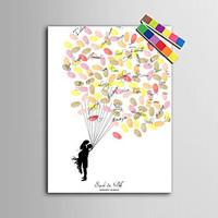 E-HOME Personalized Fingerprint Painting Canvas Prints - New People Under The Balloon (Includes 12 Ink FColors)