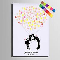 E-HOME Personalized Fingerprint Painting Canvas Prints - Kiss under the balloon (Includes 12 Ink FColors)