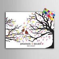 E-HOME Personalized Fingerprint Painting Canvas Prints -Butterfly On A Branch (Includes 12 Ink FColors)