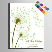 E-HOME Personalized Fingerprint Painting Canvas Prints -Green Dandelion (Includes 12 Ink FColors)