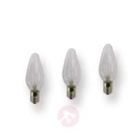 E10 3 W 34 V spare bulbs, 3-pack, candle