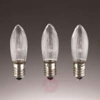 E10 3 W 48 V spare bulbs, pack of 3, candle shape