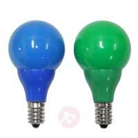 E10 0.48 W 24 V spare LED lamps 2-pack, green+blue