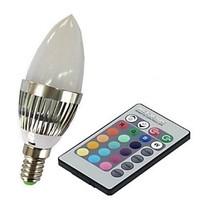 E14 85V-265V 100-230Lm 3W RGB Remote Control LED Colorful Bulbs Candle Light