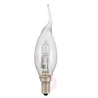 E14 28 W flame tip candle bulb halogen, clear