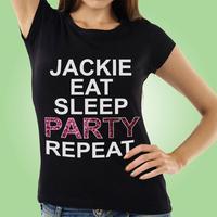 Eat Sleep Party Repeat Custom Black Hen T-Shirt