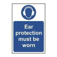 Ear protection must be worn - Self Adhesive Sticky Sign (200 x 300mm)