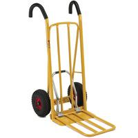 easy tip handtruck with knuckle protection handgrips and pneumatic tyr ...