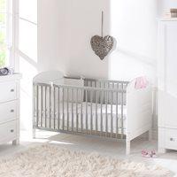 east coast angelina baby toddler cot bed in grey and white