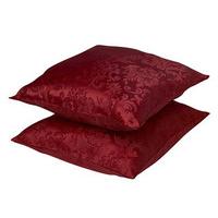 Easycare Lined Damask Cushions, Pair, Burgundy, Polyester