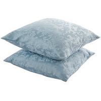 Easycare Lined Damask Cushions, Pair, Light Blue, Polyester