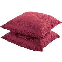 Easycare Lined Damask Cushions, Pair, Pink, Polyester